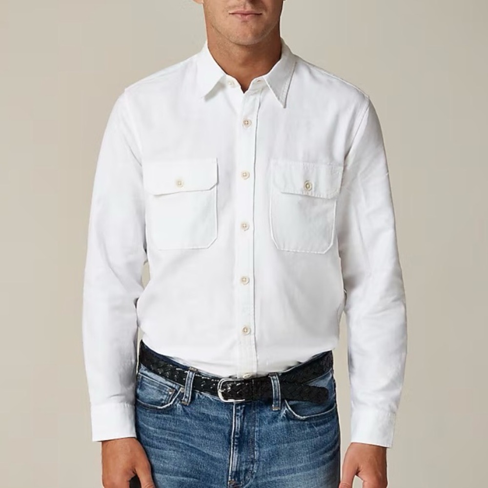 Express white stretch cotton fitted double breast pocket MK2 oxford shirt NWT